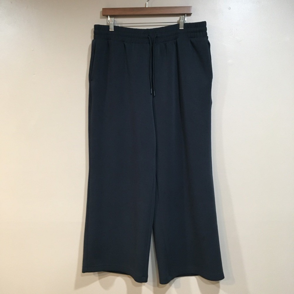 All in Motion Wide Leg Fleece Lounge Pants Women XL Black Heavyweight Minimalist